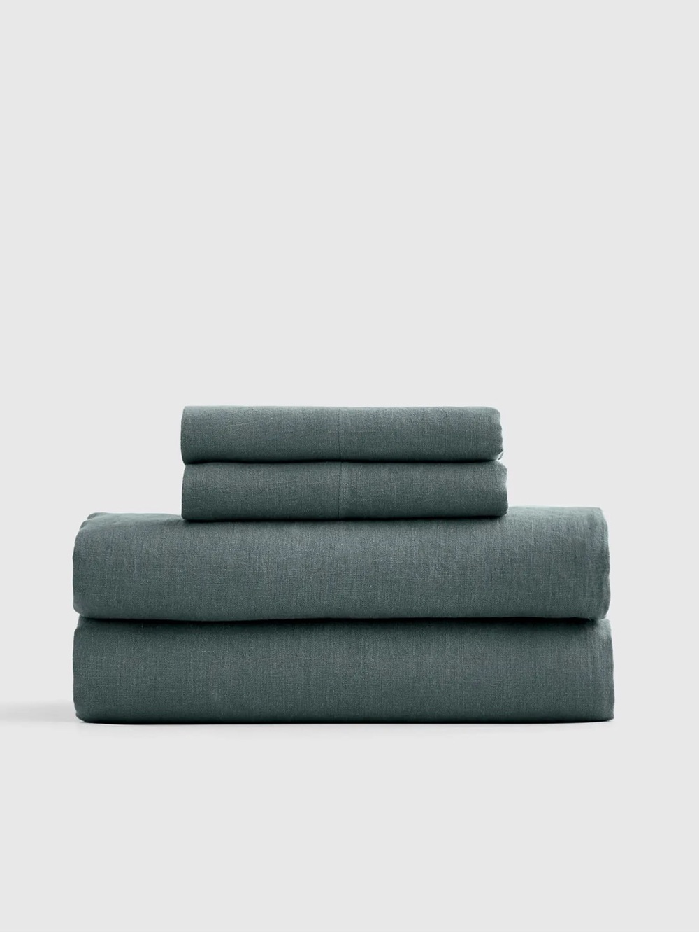 New Quince European Linen Sheet Set 4-piece CALKING MSRP $214 Ocean